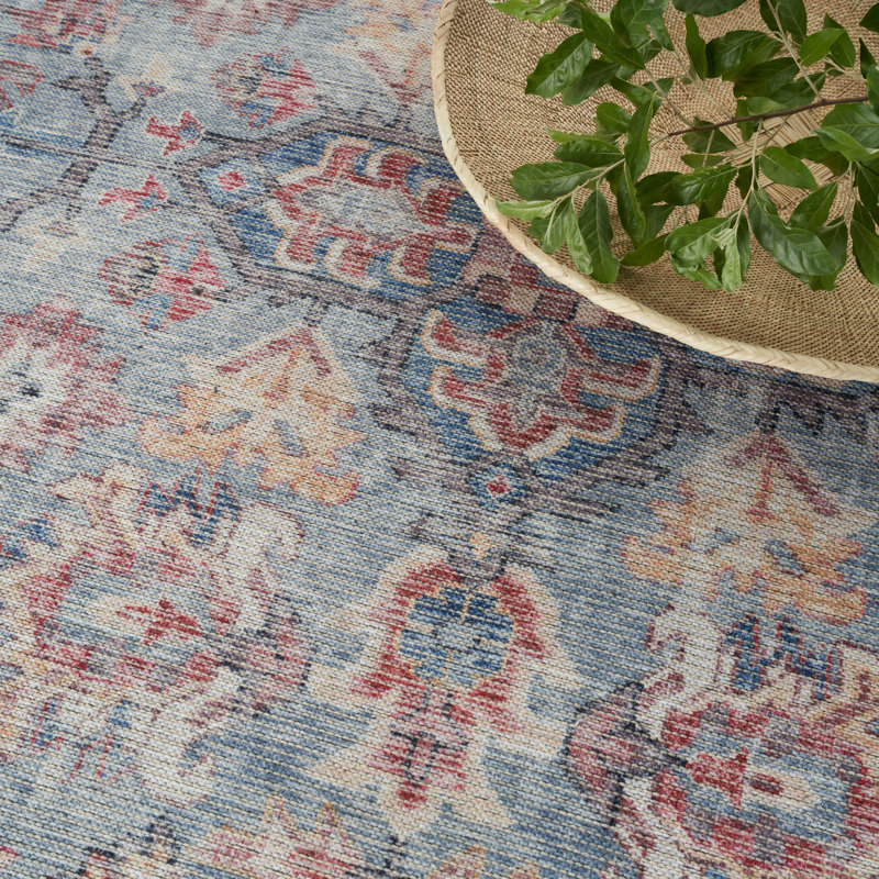 Nicole Curtis Machine Washable Oriental Blue/Red Area Rug & Reviews